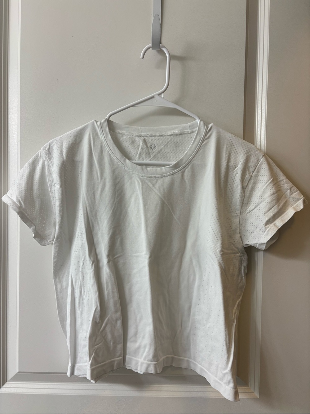 Athleta Mesh White Short Sleeve Top